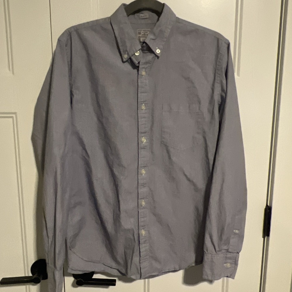 J. Crew Button Down Slim Fit Shirt Men's Medium Blue White‎ Stripe Preppy
